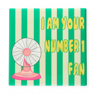 BY31® Deko-Fliese mit Spruch "I am your number 1 fan" Green-pink-white-yellow