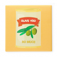 BY31® Deko-Fliese mit Spruch "Olive you so much" Yellow-green-red-off white