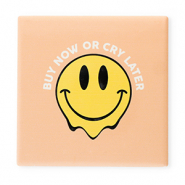 BY31® Deko-Fliese mit Spruch "Buy now or cry later" Apricot-yellow-black-white