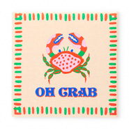 BY31® Deko-Fliese mit Spruch "Oh crab" Light peach-red-green-blue