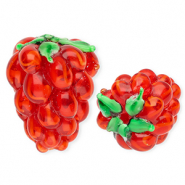 Handgefertigt Glasperlen Himbeere Red-green