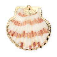 Muschel Anhänger Specials Jakobsmuschel mit 5 Ösen White-dark pink-gold