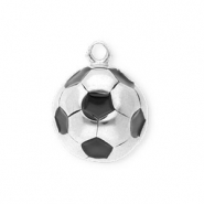 Stainless Steel - Rostfrei Stahl Anhänger Fußball Silver-black