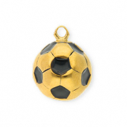 Stainless Steel - Rostfrei Stahl Anhänger Fußball Gold-black