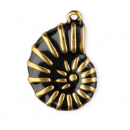 Stainless Steel - Rostfrei Stahl Anh&auml;nger Enamel Muschel Gold-black