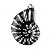 Stainless Steel - Rostfrei Stahl Anh&auml;nger Enamel Muschel Silver-black