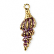 Stainless Steel - Rostfrei Stahl Anh&auml;nger Enamel Muschel Gold-purple