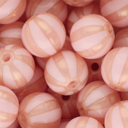 16 mm DQ&reg; Acrylperlen mit Streifen Light pink-peach pink