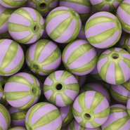 12 mm DQ&reg; Acrylperlen mit Streifen Purple-olive green