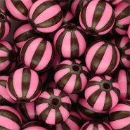 12 mm DQ&reg; Acrylperlen mit Streifen Pink-golden brown