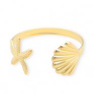 Armbänder aus Stainless Steel - Rostfreiem Stahl Bangle Muschel & Seestern Gold