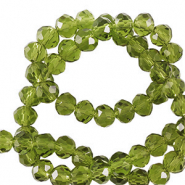 Top Glas Facett Perlen 4x3mm rondellen Dark green