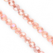 Top Glas Facett Perlen Rund 6&nbsp;mm Salmon pink-AB coating