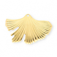 Stainless Steel - Rostfrei Stahl Anh&auml;nger Ginkgoblatt Gold