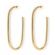 Statement Ohrringe&nbsp;/&nbsp;Ohrstecker Oval mit Rostfrei Stahl-Stecker Gold