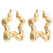 Statement Ohrringe&nbsp;/&nbsp;Creolen Stern mit Rostfrei Stahl-Stecker Gold