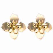 Statement Ohrringe&nbsp;/&nbsp;Ohrstecker Blume mit Rostfrei Stahl-Stecker Gold