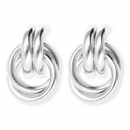 Statement Ohrringe&nbsp;/&nbsp;Ohrstecker Doppelring mit Rostfrei Stahl-Stecker Silver