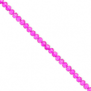 Top Glas Facett Perlen 3x2&nbsp;mm Rondellen Fuchsia pink