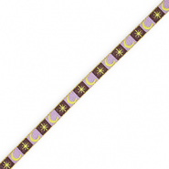 BY31&reg; Schmuckband mit Tekst Mond und Stern Dark brown-lavender purple-lime yellow-gold