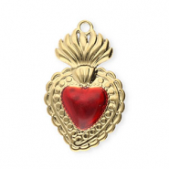 Stainless Steel - Rostfrei Stahl Anh&auml;nger Herz Gold-red