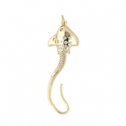Brass TQ Metall Anhänger Stachelrochen mit Strass Gold-transparent