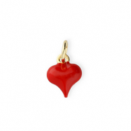 Brass TQ Metall Anhänger Herz Gold-red
