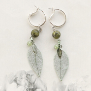 Schmucksets Schlüsselanhänger + Ohrringe mit echten Blättern