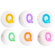 Buchstaben Perlen aus Acryl Q Multicolor-Weiss