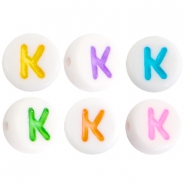 Buchstaben Perlen aus Acryl K Multicolor-Weiss