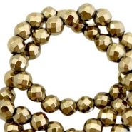 H&auml;matit Perlen rund 6mm Facett geschliffen Antique gold