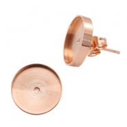 Polaris Steel Ohrringe mit Fassung f&uuml;r 12mm Cabochon Rosegold