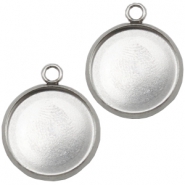 Stainless Steel - Rostfrei Stahl Anh&auml;nger/Fassung f&uuml;r 12mm Cabochon Silber