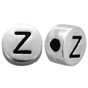 Metall Look Perlen Buchstaben Z Antik silber