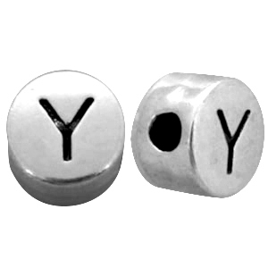 Metall Look Perlen Buchstaben Y Antik silber