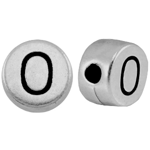 Metall Look Perlen Buchstaben O Antik silber
