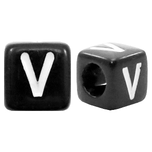 Buchstaben Perlen aus Acryl V Schwarz
