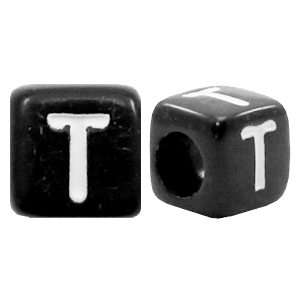 Buchstaben Perlen aus Acryl T Schwarz