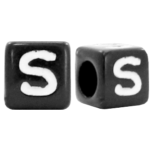 Buchstaben Perlen aus Acryl S Schwarz