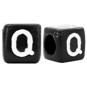 Buchstaben Perlen aus Acryl Q Schwarz