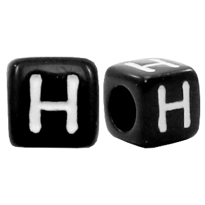Buchstaben Perlen aus Acryl H Schwarz