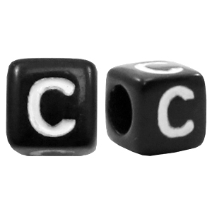 Buchstaben Perlen aus Acryl C Schwarz