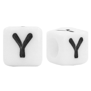 Buchstaben Perlen aus Acryl Y Weiss