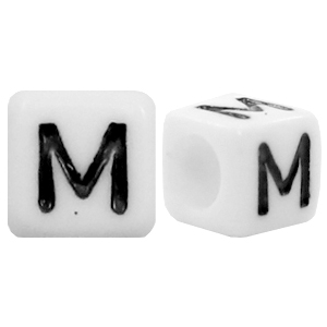Buchstaben Perlen aus Acryl M Weiss