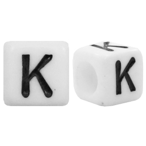 Buchstaben Perlen aus Acryl K Weiss