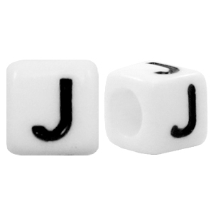 Buchstaben Perlen aus Acryl J Weiss