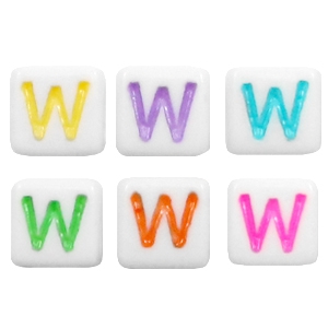 Buchstaben Perlen aus Acryl W Multicolour-weiss