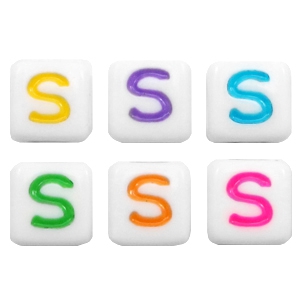 Buchstaben Perlen aus Acryl S Multicolour-weiss