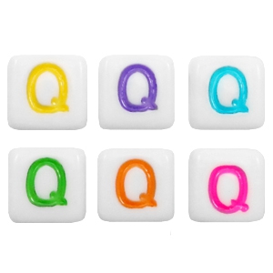 Buchstaben Perlen aus Acryl Q Multicolour-weiss