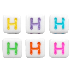 Buchstaben Perlen aus Acryl H Multicolour-weiss